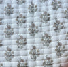 Bouquet white floral quilted linen pillow cover