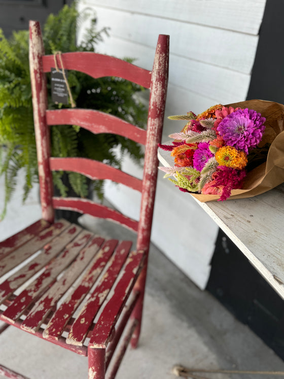 Primitive Red Ladderback Chair