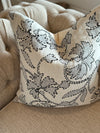 Stitched Black & White Flower Pillow Cover