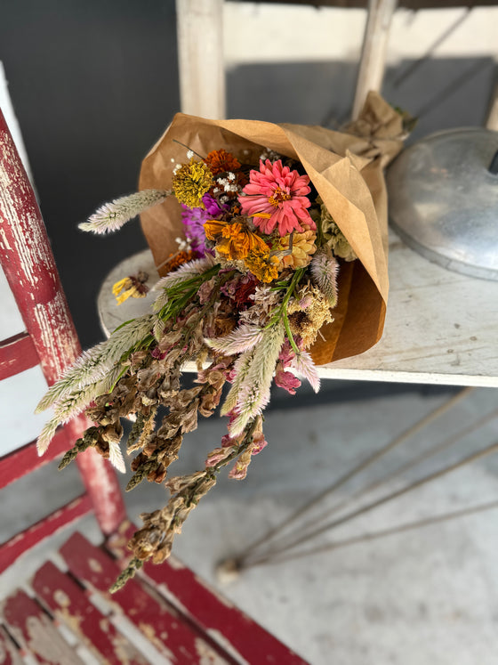 large dried flower bouquet