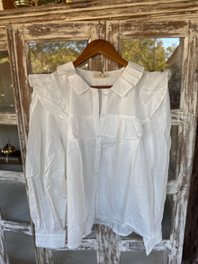  White Ruffle Western Blouse