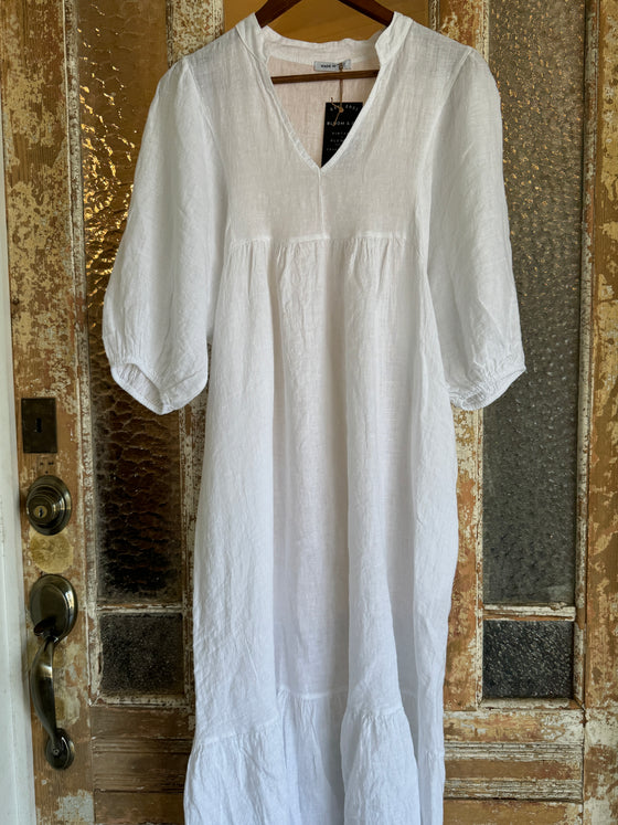 White French Linen Dress SheBloom White French Linen Dress SheBloom