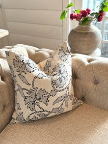  Stitched Black & White Flower Pillow Cover