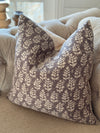 Vintage Grey Small Handblocked Linen Pillow Cover