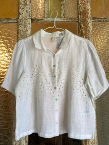  White Eyelet Panel Blouse