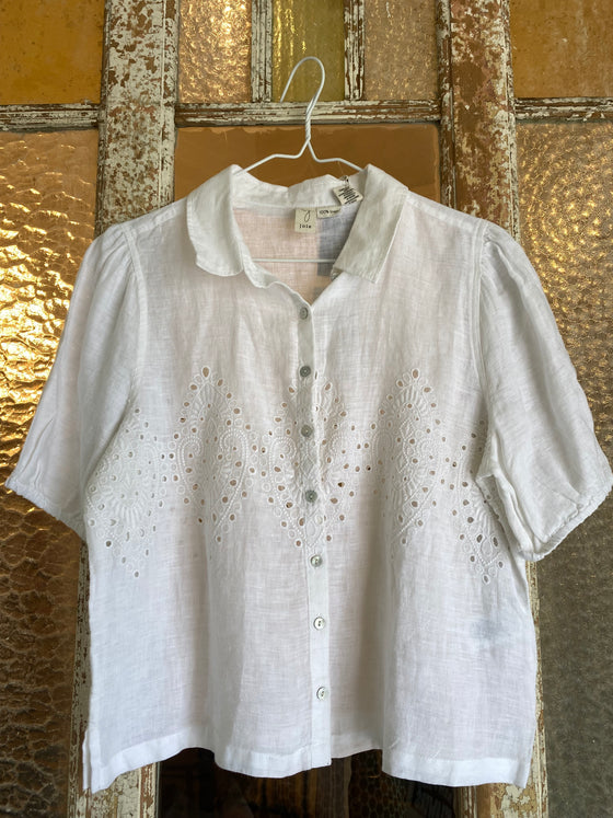 White Eyelet Panel Blouse