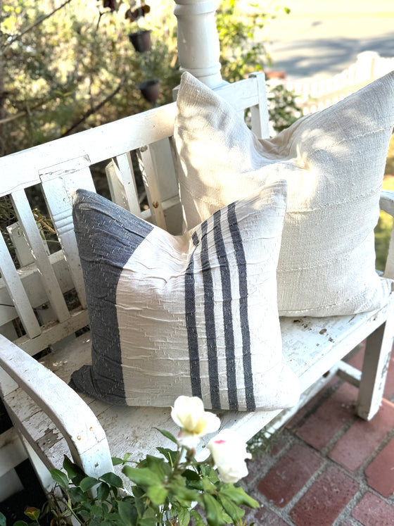 Brady Navy & Off White Linen Pillow Cover