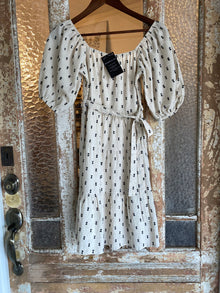  Linen Beige and Black Dot Dress