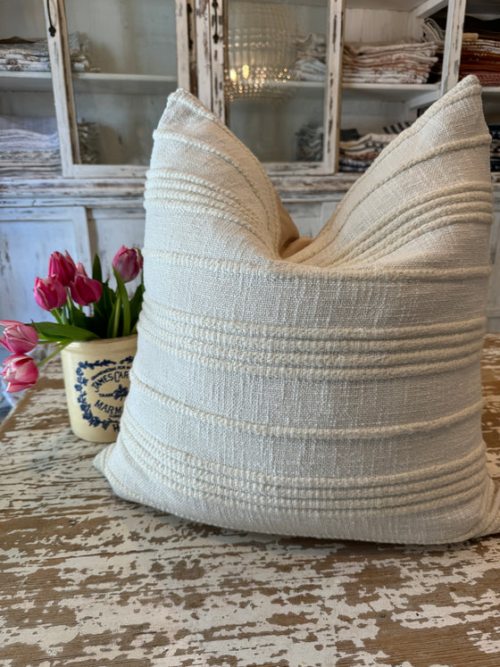 Cream Rope Linen Pillow Cover