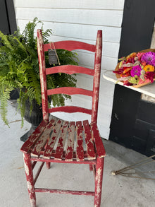  Primitive Red Ladderback Chair