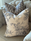 Vintage Grey Small Handblocked Linen Pillow Cover