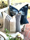 Brady Navy & Off White Linen Pillow Cover