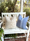 Bonnie Vintage Blue & White Linen Pillow Cover