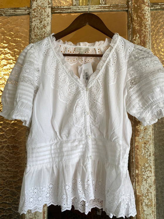 Cotton Ruffle SS Blouse