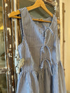 Light Blue and White Stripe Linen Bow Dress