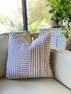 natural and white quilted stripe pillow cover