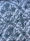 Blue & white damask linen quilted pillow cover