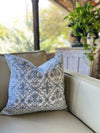 Blue & white damask linen quilted pillow cover
