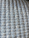 Dusty blue floral quilted linen pillow cover