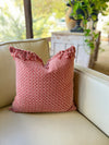Rust & white textured fringe pillow cover