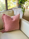 Rust & white textured fringe pillow cover