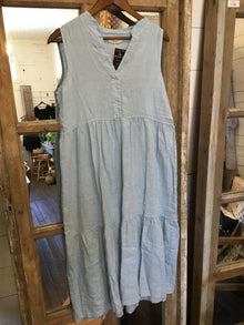  Dusty Blue Linen Dress