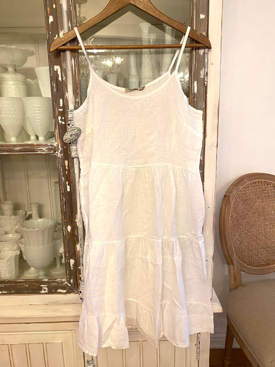 Strappy White Linen Sundress