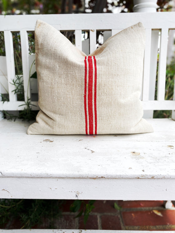 Bold Red Grain Sack Pillow Cover