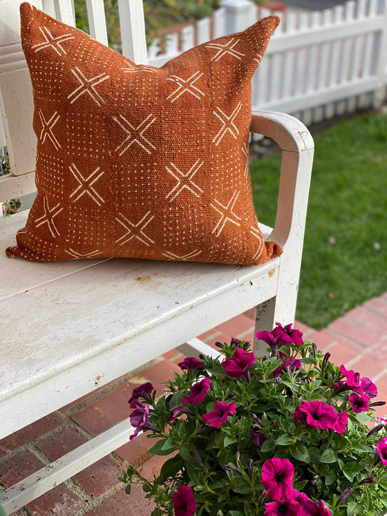 Rust X Mud Cloth Pillow Cover