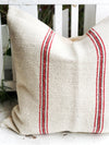 Double Black & Red Grain Sack Pillow Cover