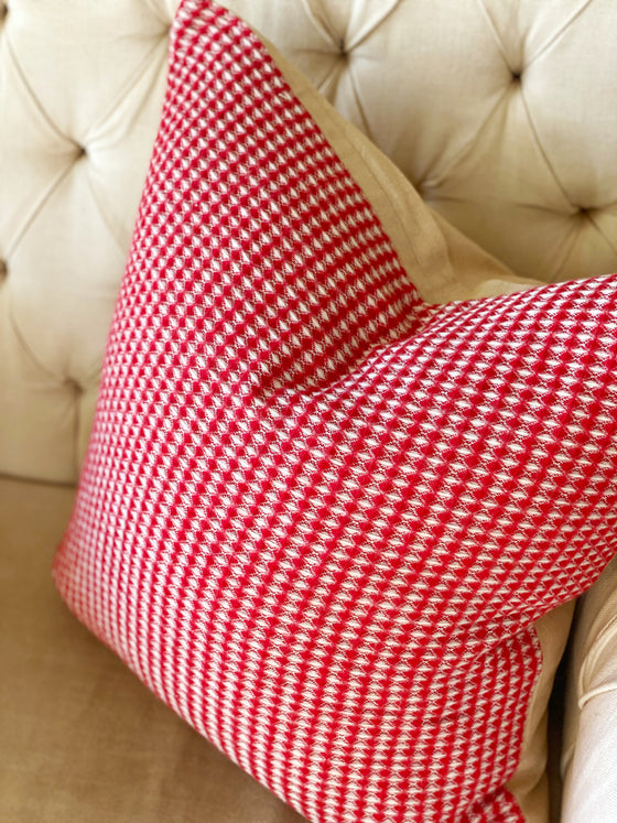 Designer Red & white Textured  Pillow Cover