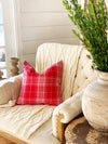 Perfectly Holiday Red Plaid Holiday Linen Pillow Cover