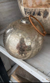 Large solid Mercury Glass Ornament w/suede tie