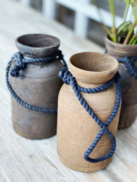 Rope Wood Vase