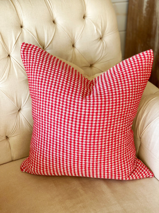 Designer Red & white Textured  Pillow Cover