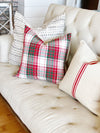 Vintage Red & White European Grain Sack Pillow Cover