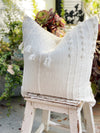 Tassel Designer White Cotton Textured Pillow Cover
