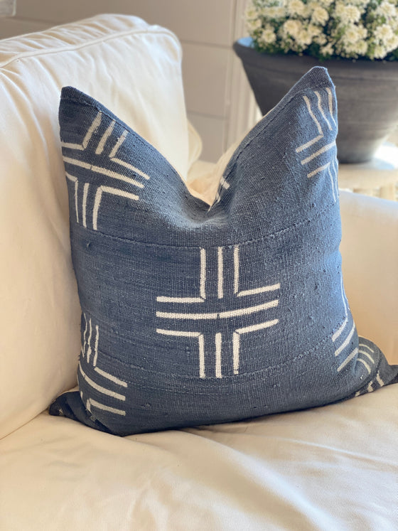 Midnight Grey Oversized Cross Mud Cloth Pillow Cover