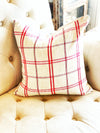 Black, Red & Natural Holiday Linen Pillow Cover