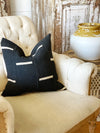 Black with White Dash Mud Cloth Pillow Cover