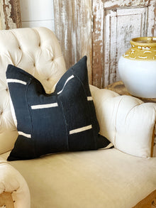  Black with White Dash Mud Cloth Pillow Cover