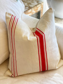  Vintage Euro Bold & Fine Red Linen Pillow Cover