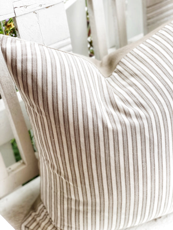 Natural Double Stripe Linen Pillow Cover