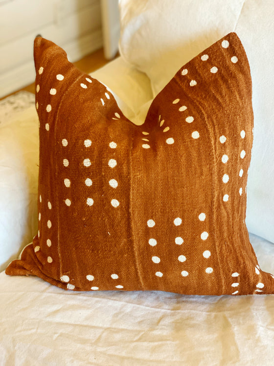 Miles Rust White Dot Mud Cloth Pillow Cover