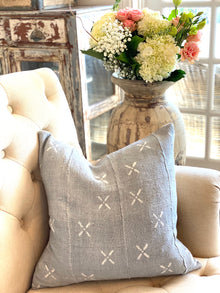  Perfect Gray with White X authentic Mud Cloth Pillow Cover