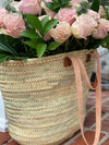 French Straw Market Bag with Leather