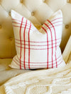 White Plaid Holiday Linen Pillow Cover