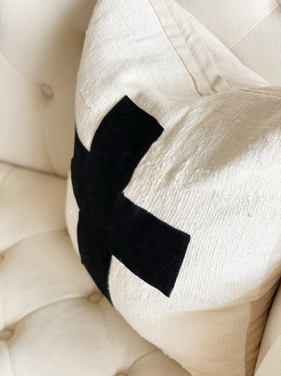 Black Cross Mudcloth Pillow Cover