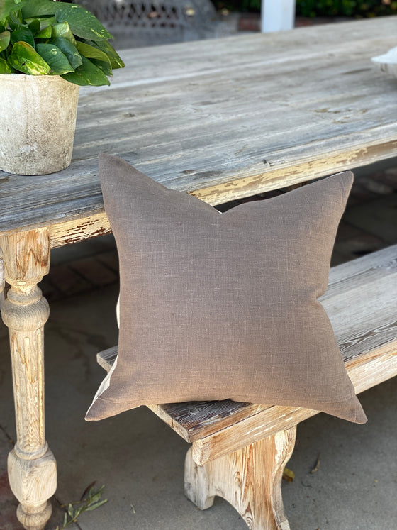 Vintage Chocolate Linen Pillow Cover