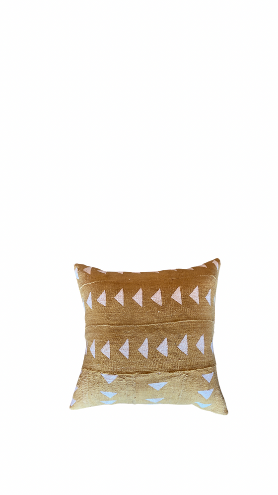 Mustard Triangle Authentic Mud Cloth Pillow Cover